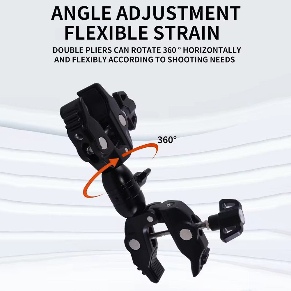 Z074 Double Camera Clamp Crab Plier Clip Bracket Mount Monitor Magic Arm Double Ball Head Adapter