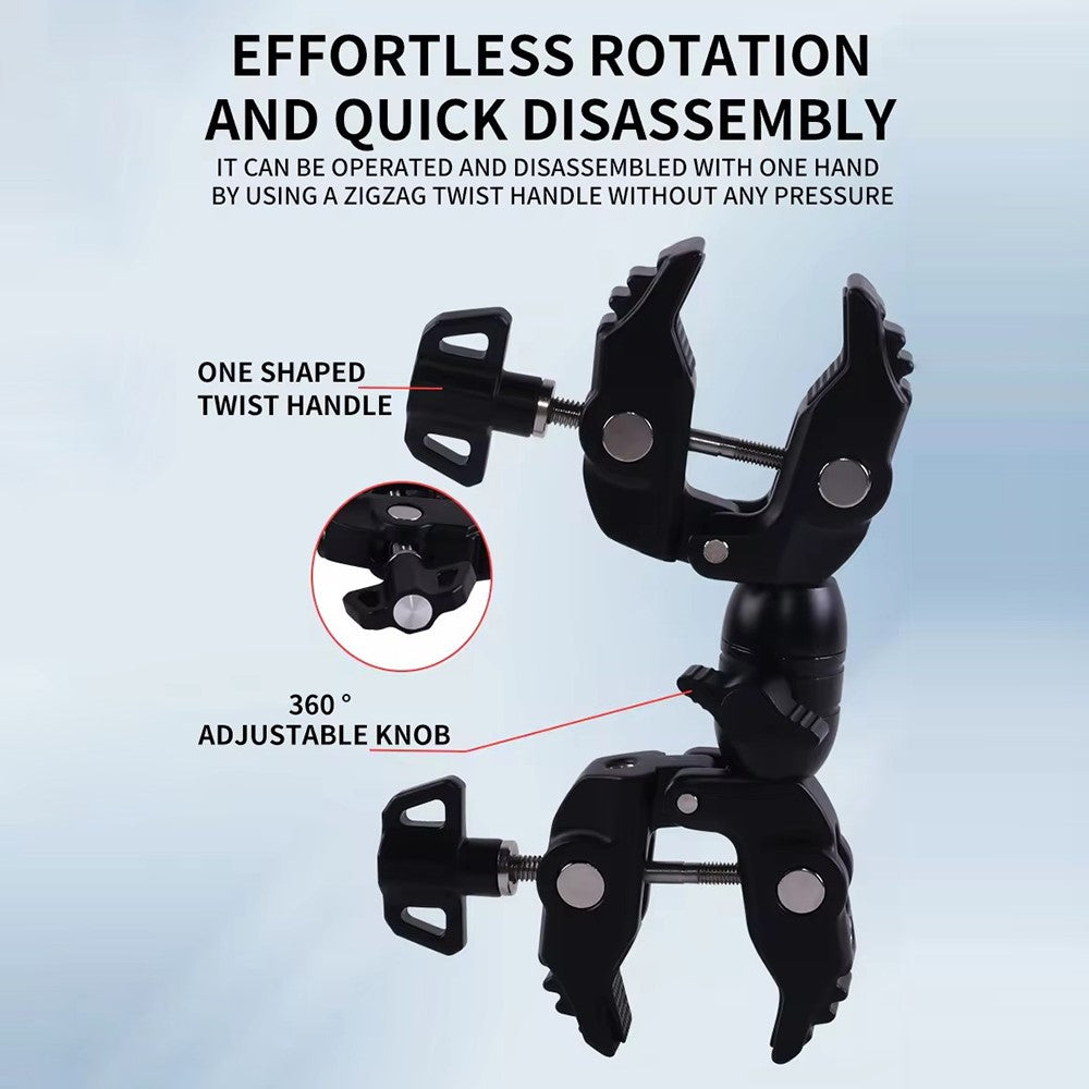 Z074 Double Camera Clamp Crab Plier Clip Bracket Mount Monitor Magic Arm Double Ball Head Adapter