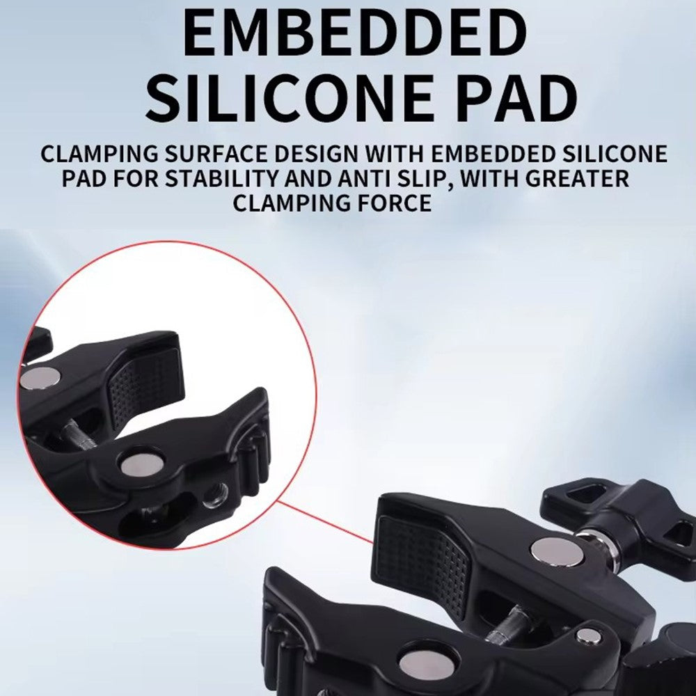 Z074 Double Camera Clamp Crab Plier Clip Bracket Mount Monitor Magic Arm Double Ball Head Adapter