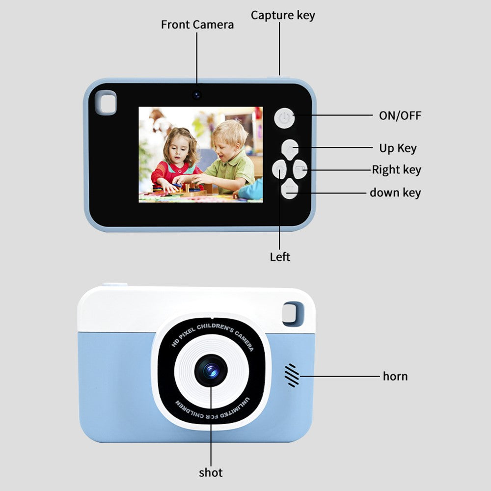 AC10 HD Dual Lens 2.4 Inch IPS Screen Kids Camera with Tripod, No Memory Card
