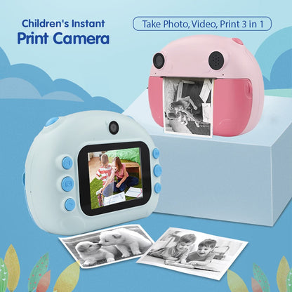 KDC-0013B 2.4 inch Screen HD Instant Camera Dual Lens Thermal Printing Kids Camera, with 32G TF Card + Card Reader