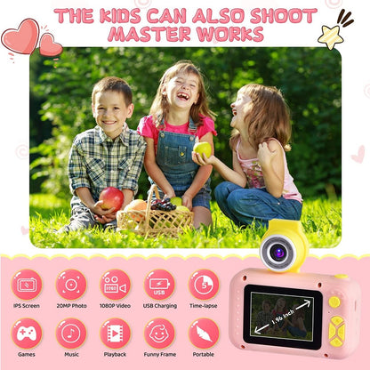 KDC-0025 2.0 Inch Screen Mini Kids Camera 180 Degree Flip Lens Video Recorder, with 32G TF Card + Card Reader