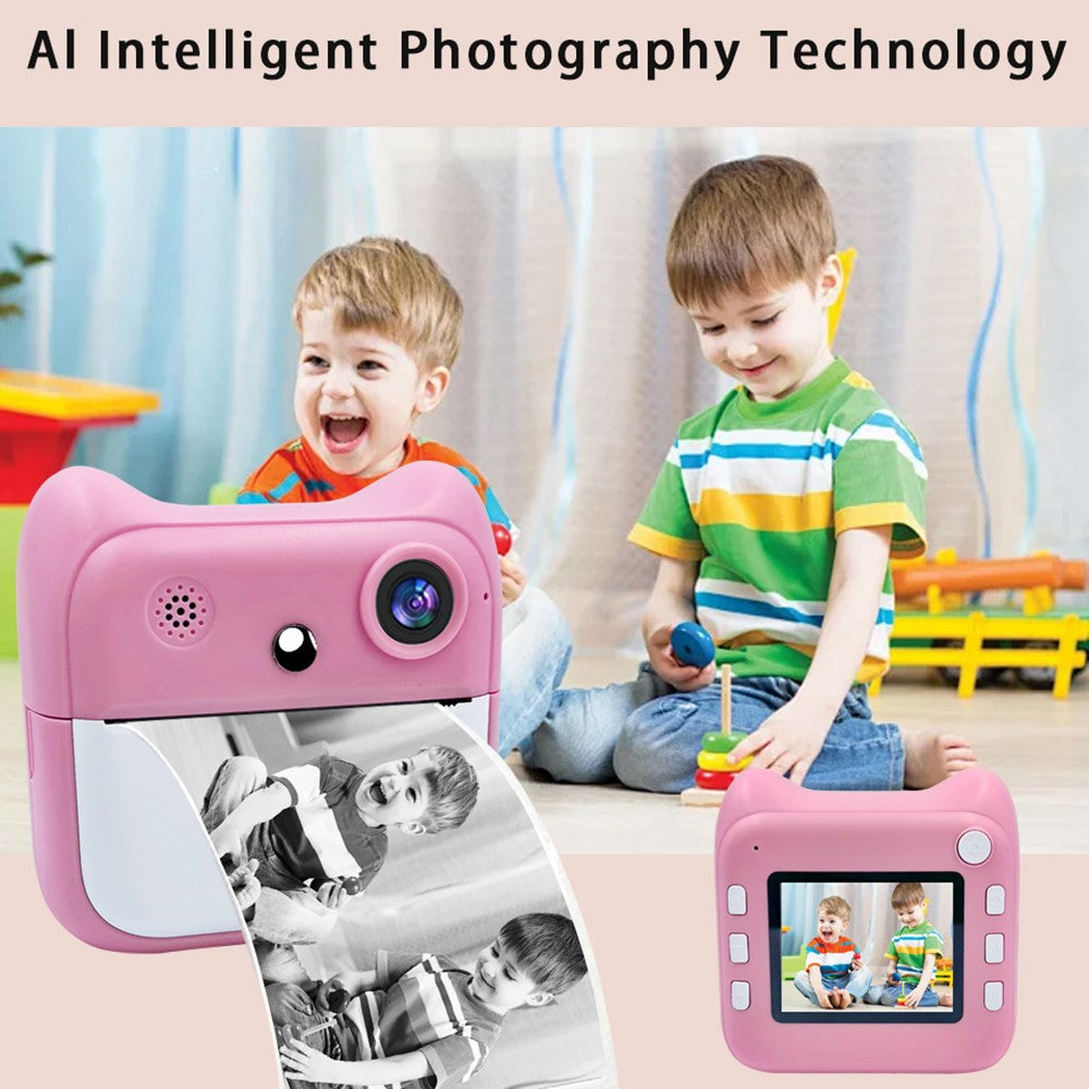 A25 2.4 Inch Kids Instant Print Digital Camera Built-In Games Video Recorder, with 32G TF Card + Card Reader