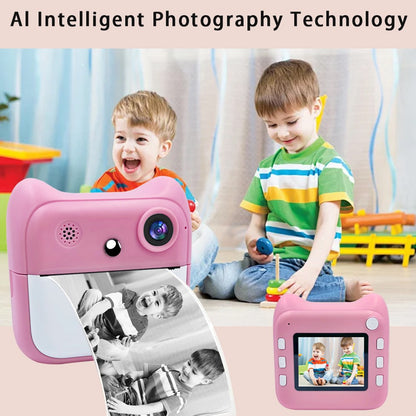 A25 2.4 Inch Kids Instant Print Digital Camera Built-In Games Video Recorder, with 32G TF Card + Card Reader
