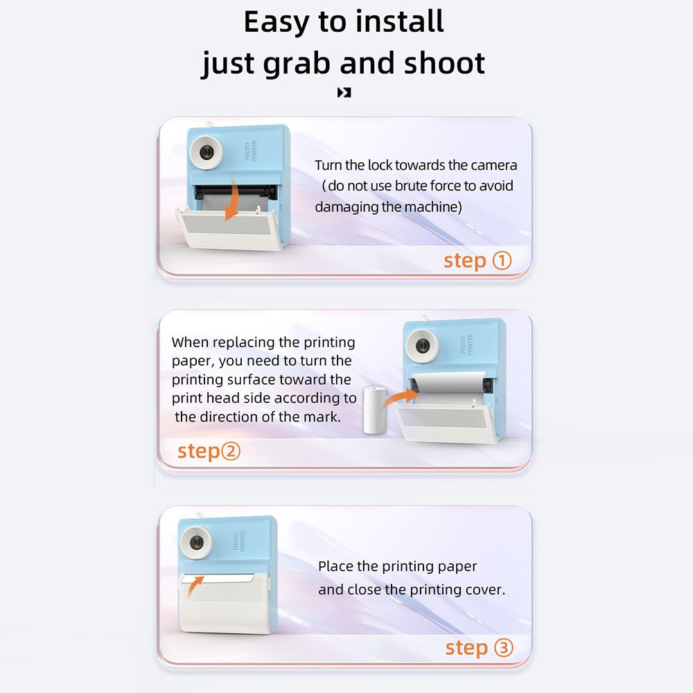 P6 2.8 Inch IPS Screen Kids Instant Print Camera HD Dual Lens Video Recorder Built-In Games