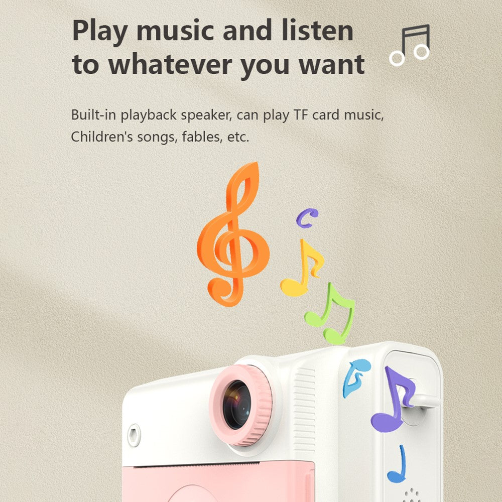 P4 2.8-Inch Kids Instant Print Camera Built-In Games HD Dual Lens Video Recorder, with 32G Memory Card + Card Reader