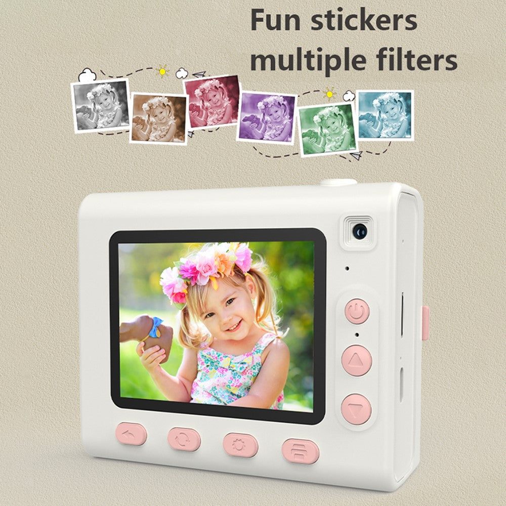 P4 2.8-Inch Kids Instant Print Camera Built-In Games HD Dual Lens Video Recorder, with 32G Memory Card + Card Reader