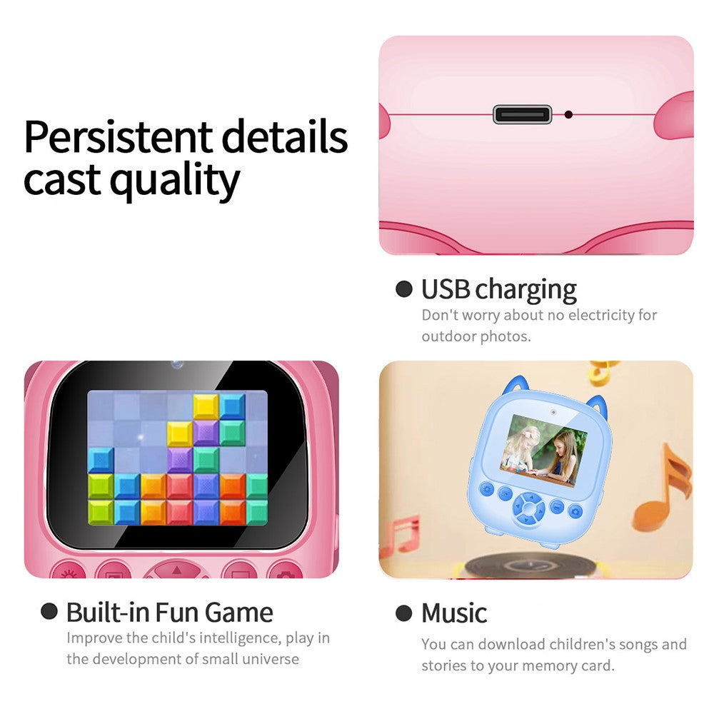 S5 2.4-Inch HD Dual Lens Cartoon Kids Instant Print Camera Built-In Games MP3 Player Video Recorder