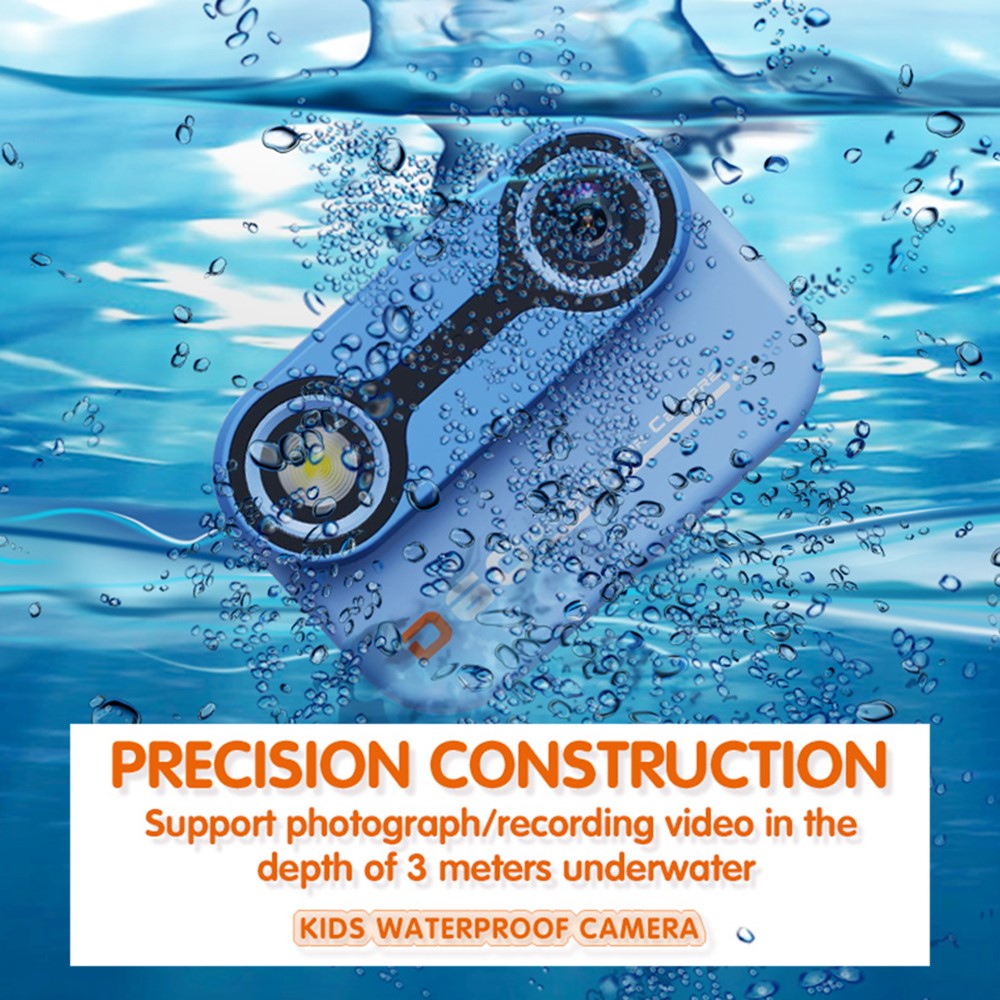 D60 3m Underwater 2.4-Inch IPS Screen Dual Lens Kids Camera with 32G Memory Card + Card Reader, No Tripod