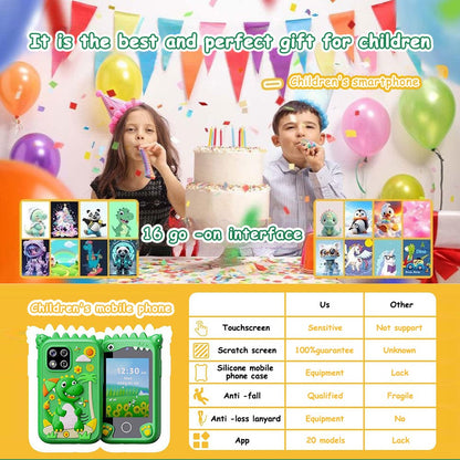 Z10 2.8 Inch Cartoon Animal Dual Lens Touch Screen Kids Camera Toy Phone Built-In Games