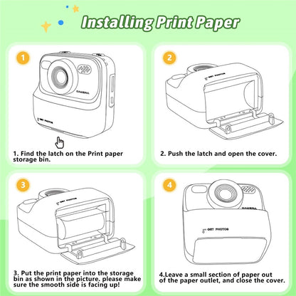 P79 Photo Instant Print Kids Digital Camera Fun Game HD 1080P Dual Lens Camera with 32G Memory Card