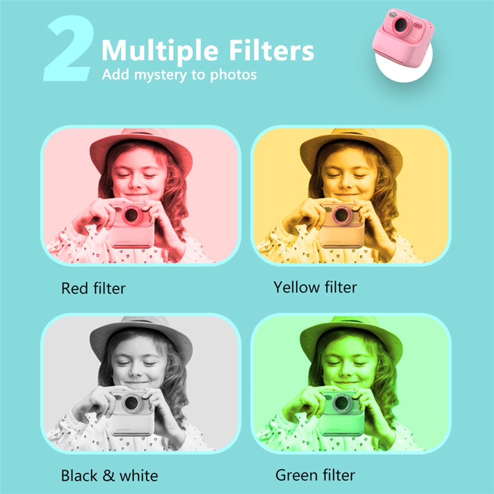 P79 Photo Instant Print Kids Digital Camera Fun Game HD 1080P Dual Lens Camera with 32G Memory Card