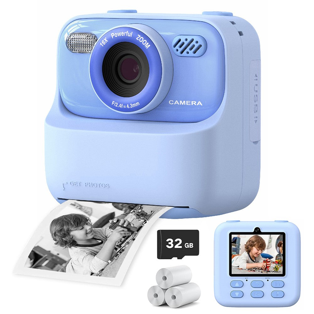 P79 Photo Instant Print Kids Digital Camera Fun Game HD 1080P Dual Lens Camera with 32G Memory Card