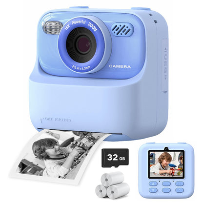 P79 Photo Instant Print Kids Digital Camera Fun Game HD 1080P Dual Lens Camera with 32G Memory Card
