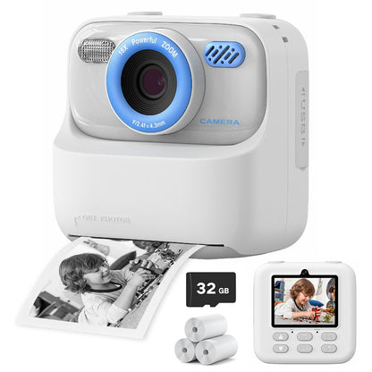 P79 Photo Instant Print Kids Digital Camera Fun Game HD 1080P Dual Lens Camera with 32G Memory Card