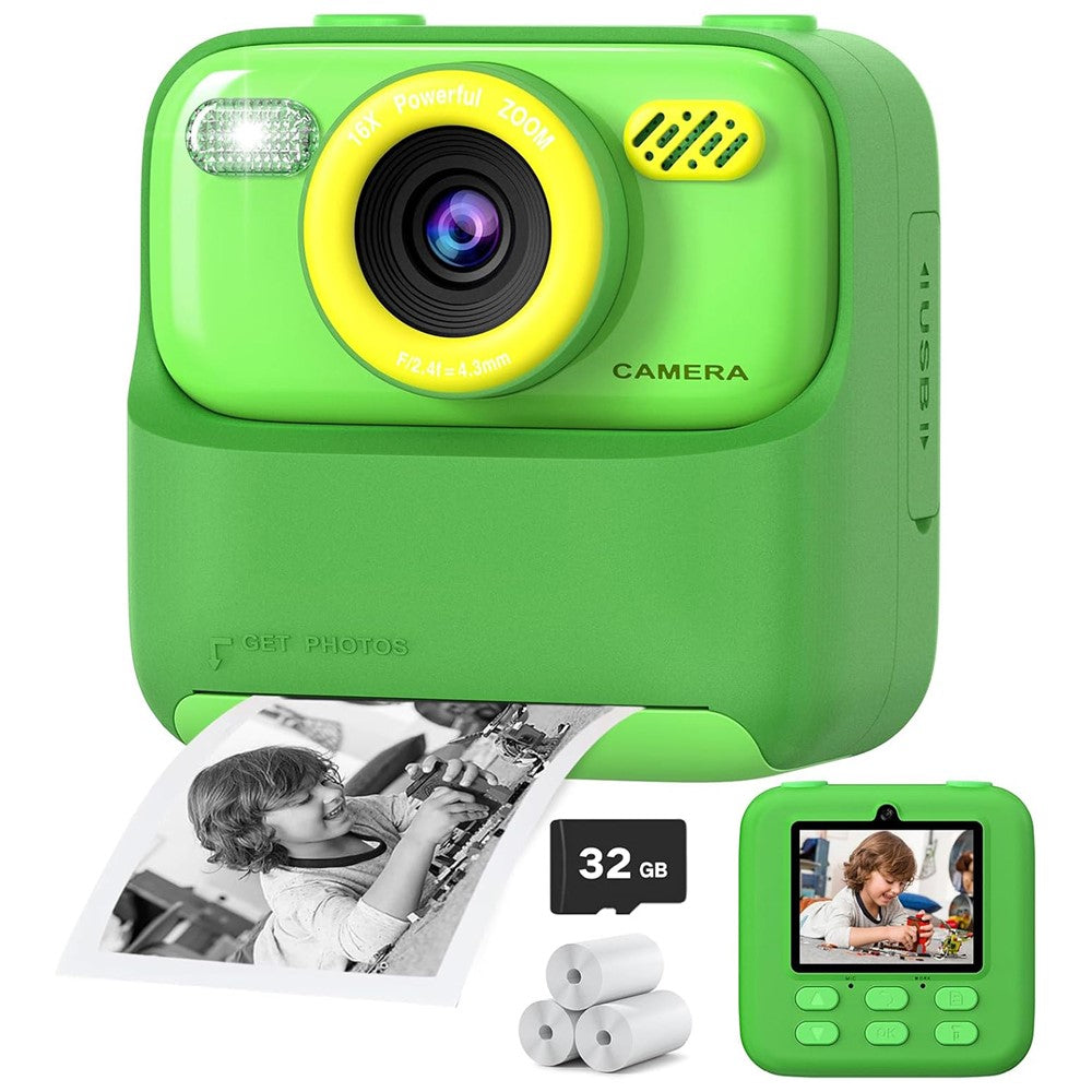 P79 Photo Instant Print Kids Digital Camera Fun Game HD 1080P Dual Lens Camera with 32G Memory Card