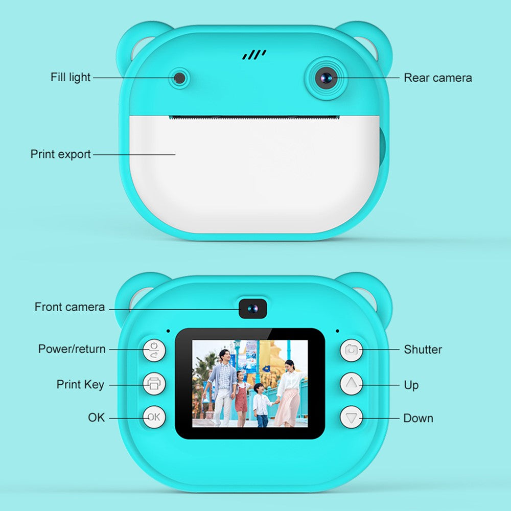 Y600 2.0-inch Screen Kids 24MP Instant Camera Thermal Printing Photo Printer with 32G TF Card + Card Reader