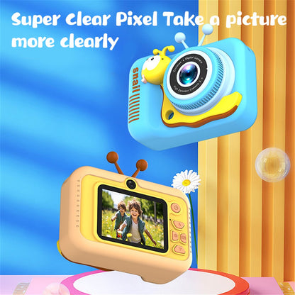 Q2 Kids Camera Toy Cartoon Snail Shaped Children Photo Video Recorder with 32G Memory Card