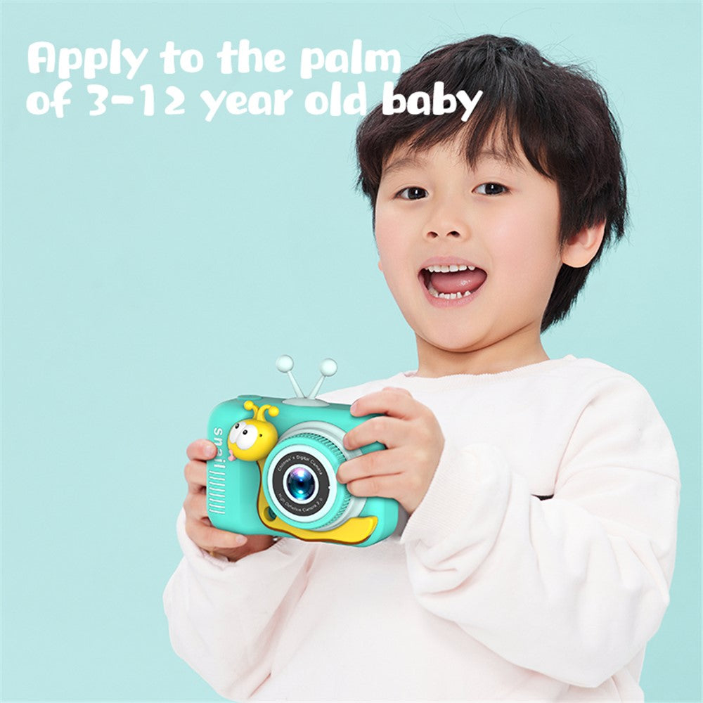 Q2 Kids Camera Toy Cartoon Snail Shaped Children Photo Video Recorder with 32G Memory Card