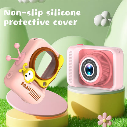 Q2 Kids Camera Toy Cartoon Snail Shaped Children Photo Video Recorder with 32G Memory Card