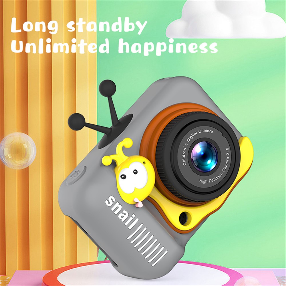 Q2 Kids Camera Toy Cartoon Snail Shaped Children Photo Video Recorder with 32G Memory Card