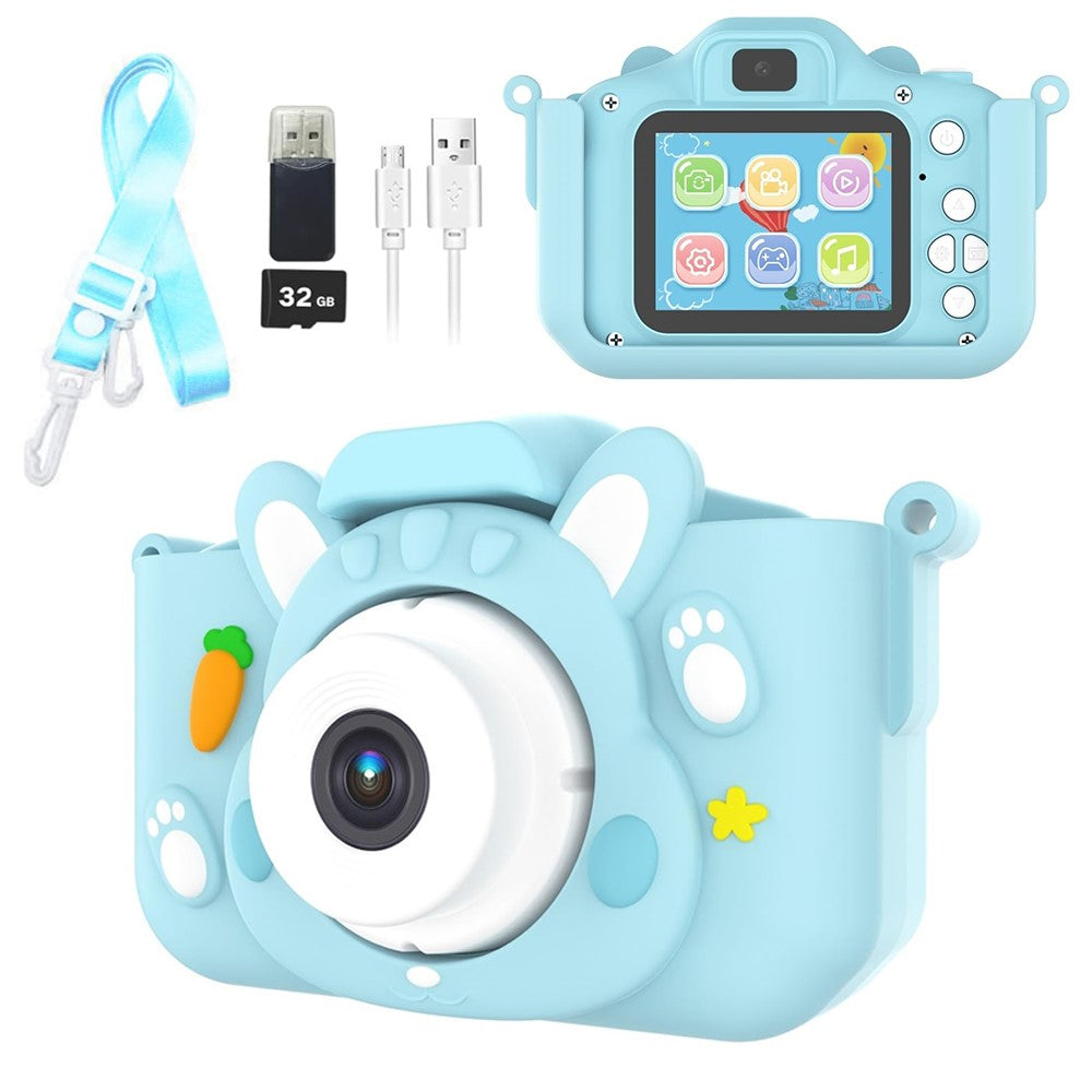 x11s Cartoon Rabbit Shaped Kids Camera Toy Children Photo Video Recorder with 32G Memory Card