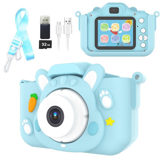 x11s Cartoon Rabbit Shaped Kids Camera Toy Children Photo Video Recorder with 32G Memory Card