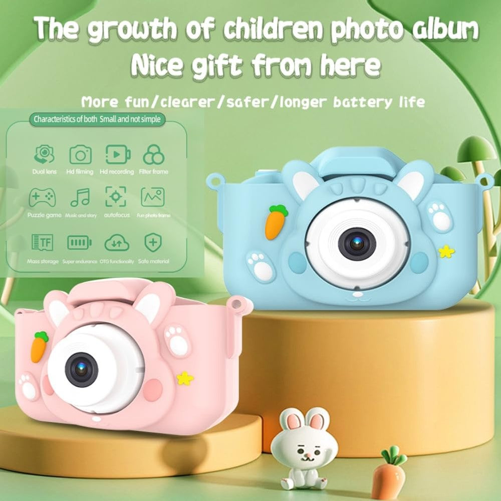 x11s Cartoon Rabbit Shaped Kids Camera Toy Children Photo Video Recorder with 32G Memory Card
