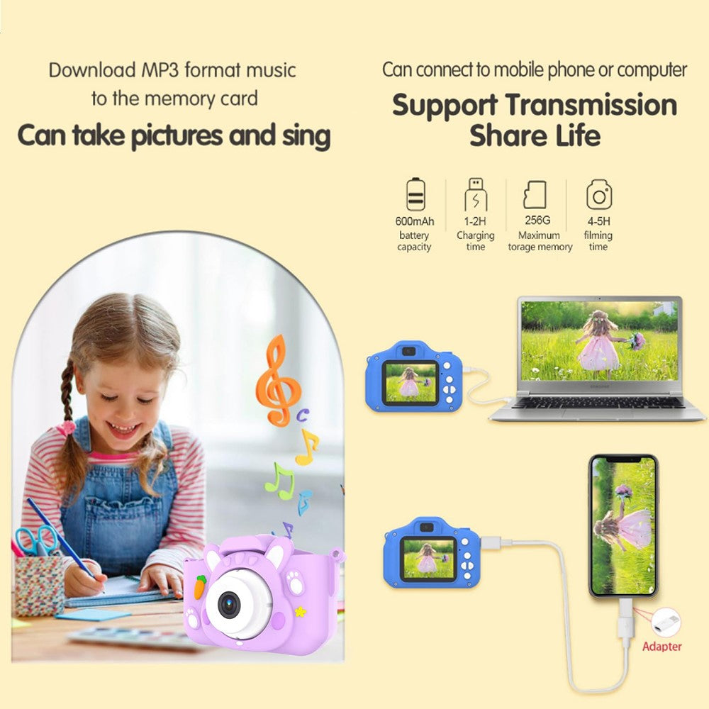 x11s Cartoon Rabbit Shaped Kids Camera Toy Children Photo Video Recorder with 32G Memory Card
