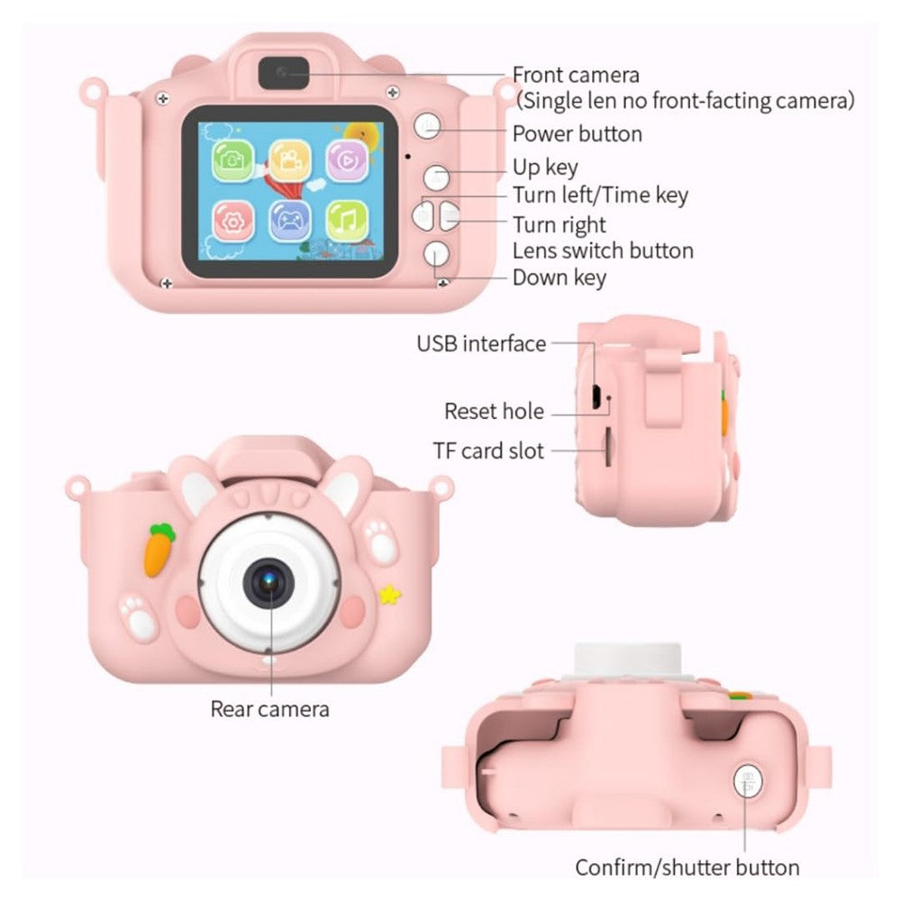 x11s Cartoon Rabbit Shaped Kids Camera Toy Children Photo Video Recorder with 32G Memory Card