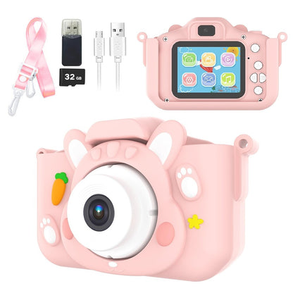 x11s Cartoon Rabbit Shaped Kids Camera Toy Children Photo Video Recorder with 32G Memory Card
