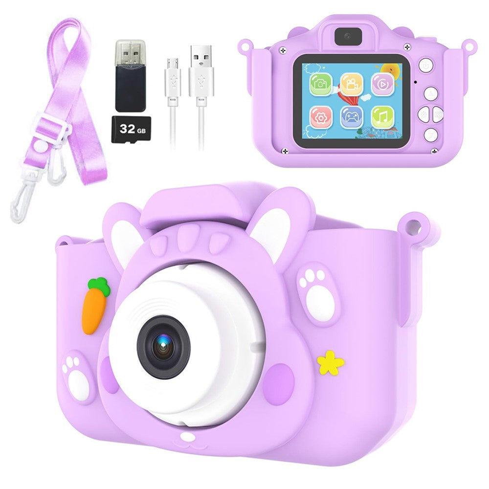 x11s Cartoon Rabbit Shaped Kids Camera Toy Children Photo Video Recorder with 32G Memory Card