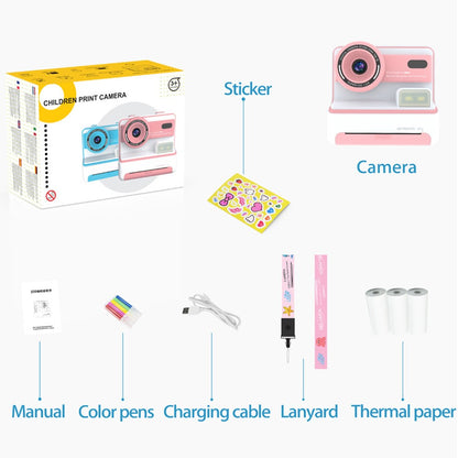 D101 2.4-inch HD Screen Dual Lens Kids Instant Camera Photo Thermal Printer with 32G Memory Card