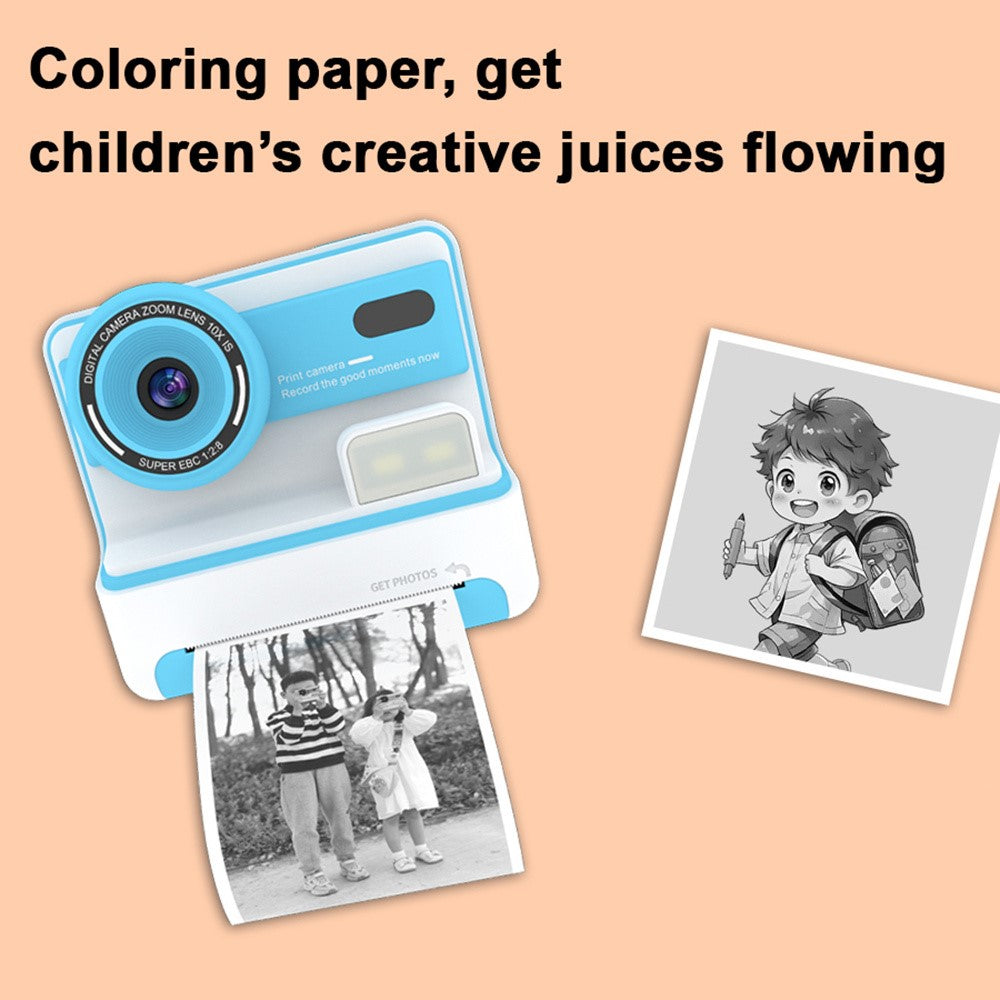 D101 2.4-inch HD Screen Dual Lens Kids Instant Camera Photo Thermal Printer with 32G Memory Card