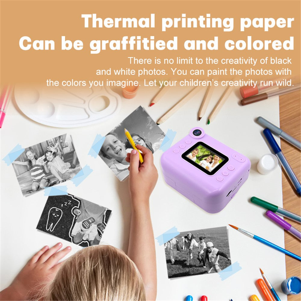 KDC-030D 2.0-inch Mini Kids Instant Camera HD Dual Lens Digital Camera Photo Printer with 32G TF Card + Card Reader