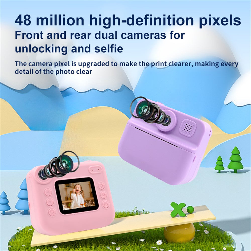 KDC-030D 2.0-inch Mini Kids Instant Camera HD Dual Lens Digital Camera Photo Printer with 32G TF Card + Card Reader