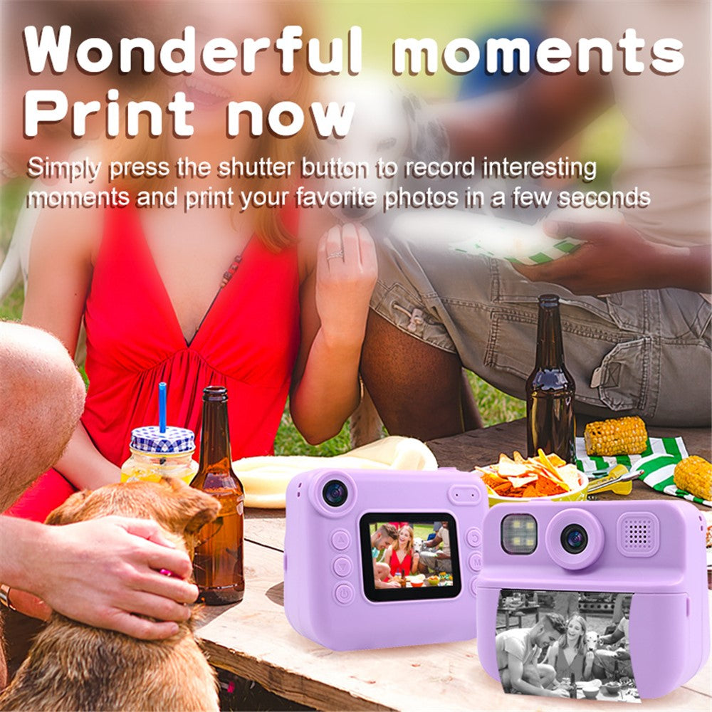 KDC-030D 2.0-inch Mini Kids Instant Camera HD Dual Lens Digital Camera Photo Printer with 32G TF Card + Card Reader