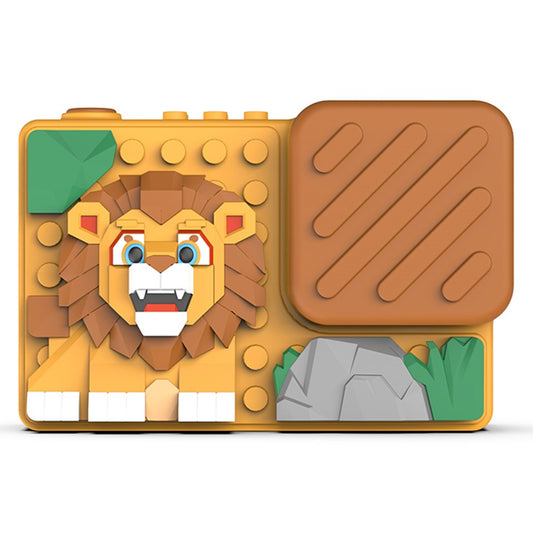 H7 Lion Design 2.4-inch IPS Screen Dual Lens Camera Kids Digital Camera Building Block Toy