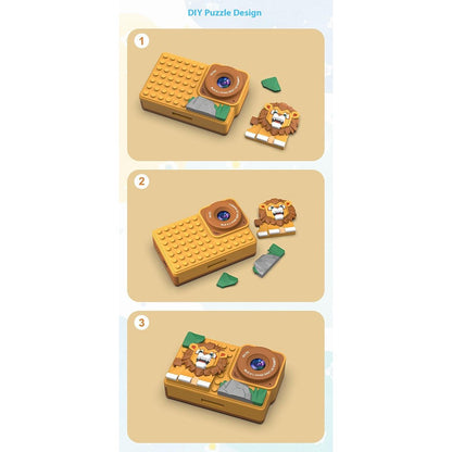 H7 Lion Design 2.4-inch IPS Screen Dual Lens Camera Kids Digital Camera Building Block Toy