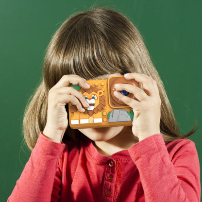 H7 Lion Design 2.4-inch IPS Screen Dual Lens Camera Kids Digital Camera Building Block Toy