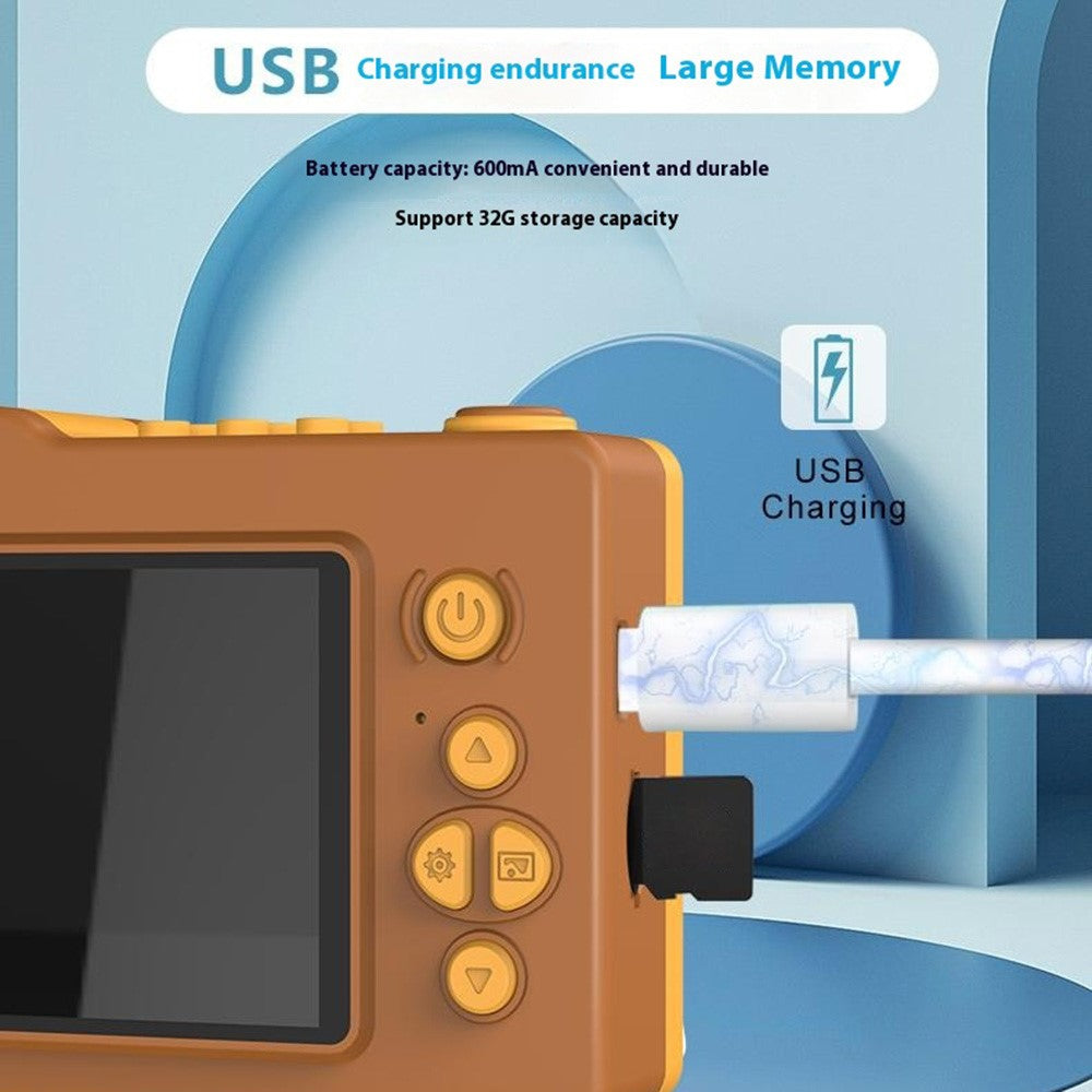 H7 Lion Design 2.4-inch IPS Screen Dual Lens Camera Kids Digital Camera Building Block Toy