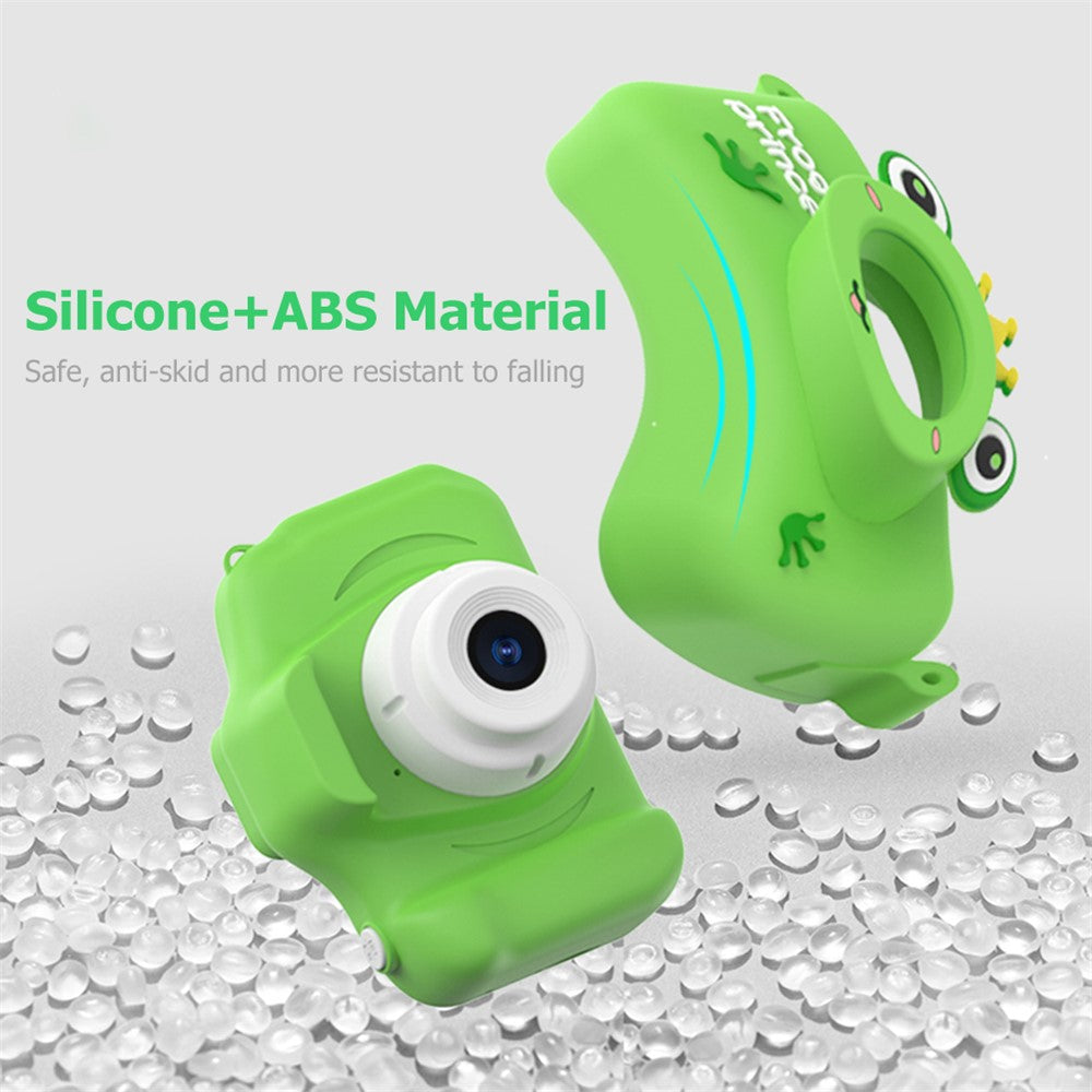 X9S 2-inch LCD Screen 4K Dual Lens Children Camera Cute Frog Kids Anti-Drop Digital Camera with Shouder Strap