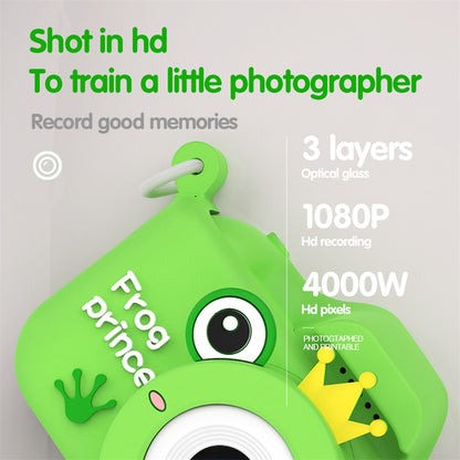 X9S 2-inch LCD Screen 4K Dual Lens Children Camera Cute Frog Kids Anti-Drop Digital Camera with Shouder Strap