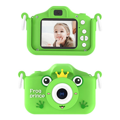 X9S 2-inch LCD Screen 4K Dual Lens Children Camera Cute Frog Kids Anti-Drop Digital Camera with Shouder Strap