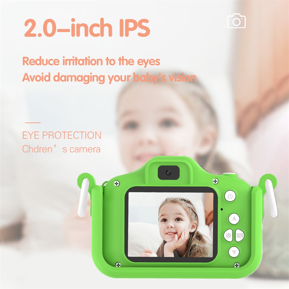 X9S 2-inch LCD Screen 4K Dual Lens Children Camera Cute Frog Kids Anti-Drop Digital Camera with Shouder Strap