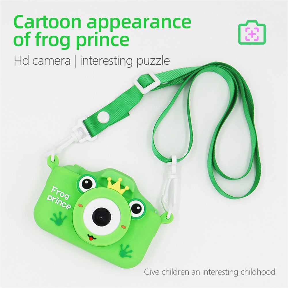 X9S 2-inch LCD Screen 4K Dual Lens Children Camera Cute Frog Kids Anti-Drop Digital Camera with Shouder Strap