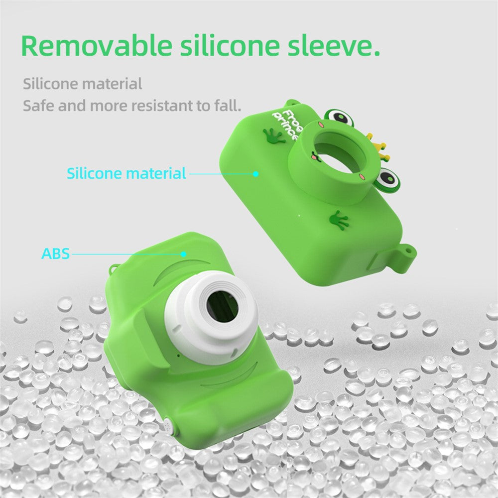 X9S 2-inch LCD Screen 4K Dual Lens Children Camera Cute Frog Kids Anti-Drop Digital Camera with Shouder Strap
