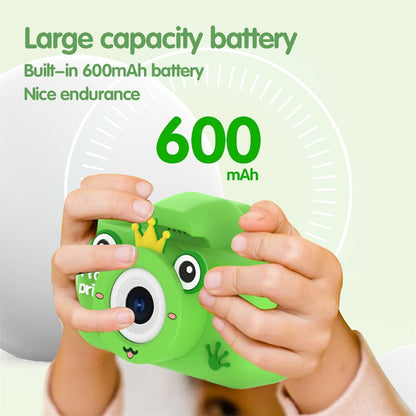 X9S 2-inch LCD Screen 4K Dual Lens Children Camera Cute Frog Kids Anti-Drop Digital Camera with Shouder Strap