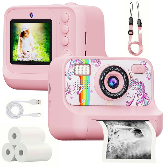 Z12 2.4-inch Mini Children HD Dual Lens Instant Camera Photo Printer with 32G TF Card