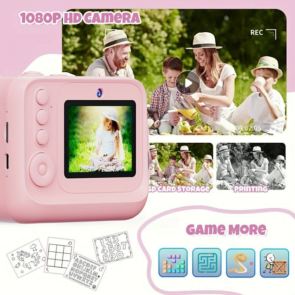 Z12 2.4-inch Mini Children HD Dual Lens Instant Camera Photo Printer with 32G TF Card